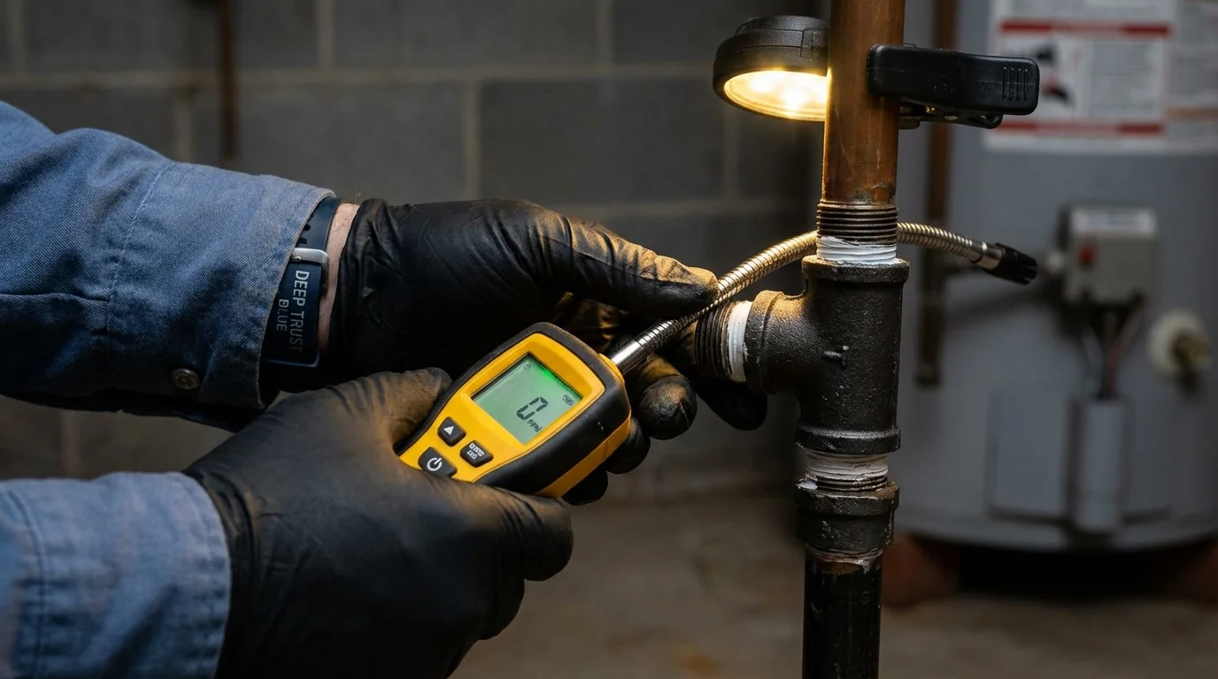 Gas leak detection with electronic sniffer by Johns Plumbing LLC in Austin